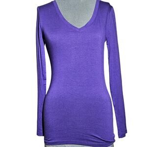 Purple Long Sleeve Cotton Blend Tee Size Medium